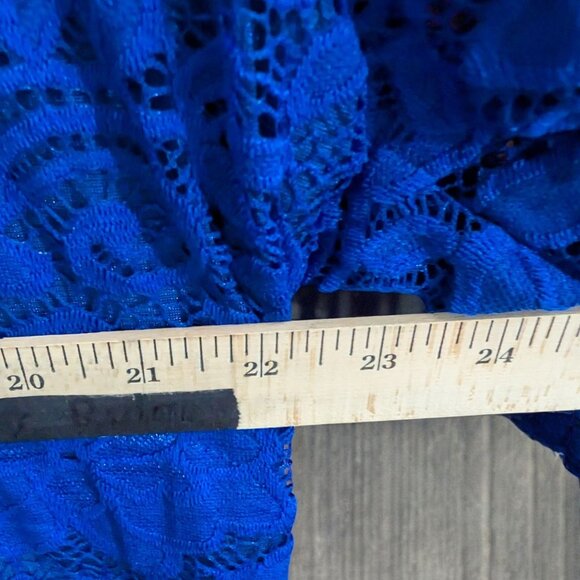 Bright Blue Lace Fit & Flare Dress PLus Size 4X Stretch Party Washable Pockets - Picture 6 of 8